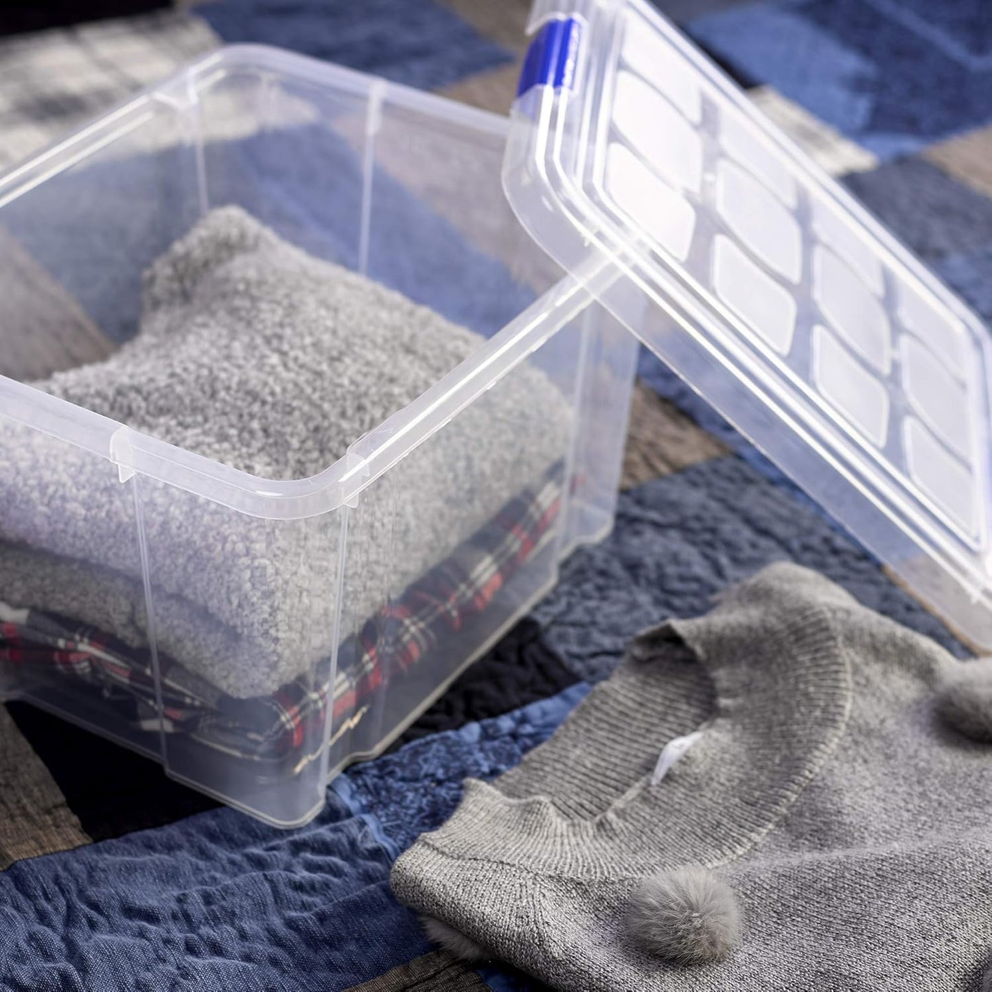 N10 Caja de plastico almacenamiento, Transparente, con ruedas,5 Litros.