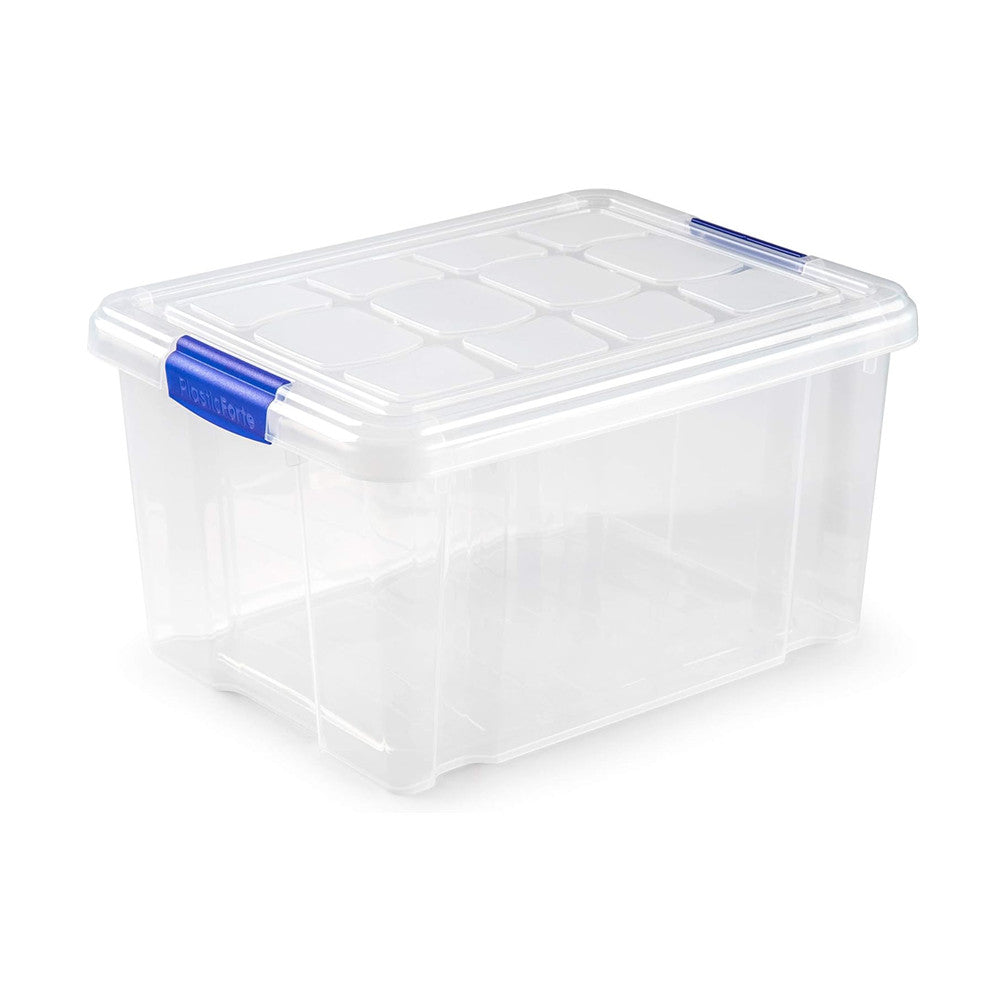 N1 Caja de plastico almacenamiento, Transparente,  sin ruedas,16 Litros.