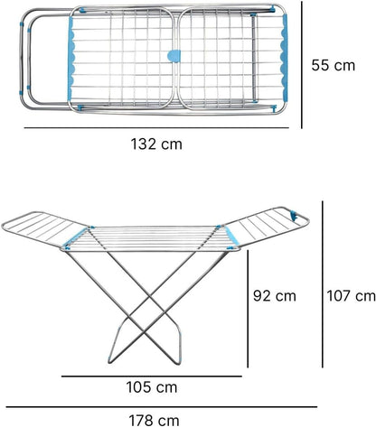 Tendedero Plegable con alas de Aluminio,20m.