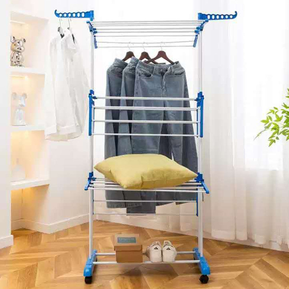 Tendedero Plegable De Alta Capacidad de Ropa - 4 Niveles con Barras de Acero Inoxidable con Dos Alas Laterales Amplio Espacio para Secar.