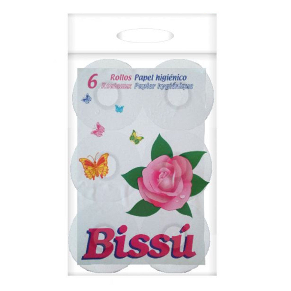 PAPEL HIGIENICO. 6 ROLLO. BISSU MALETA GOFRADO
