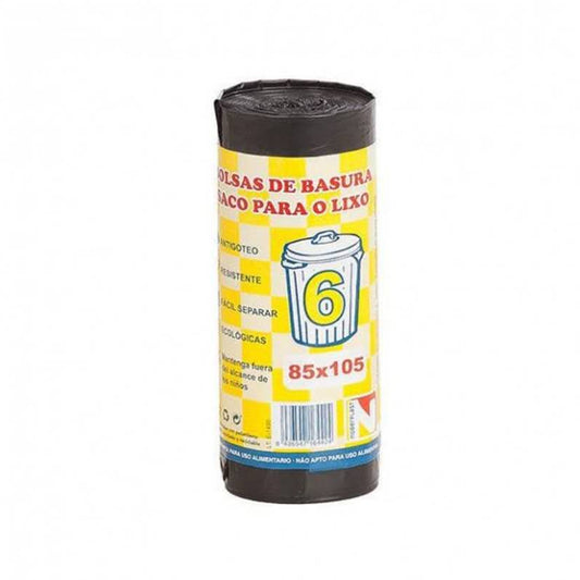 Bolsas de basura 85x105cm, 6 bolsas Negro.
