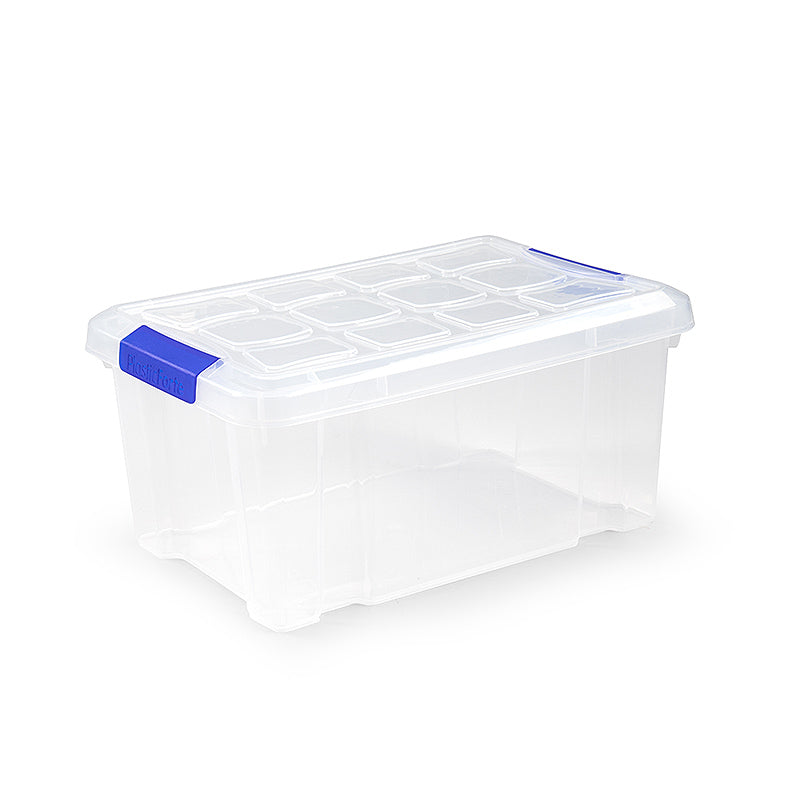 N10 Caja de plastico almacenamiento, Transparente, con ruedas,5 Litros.