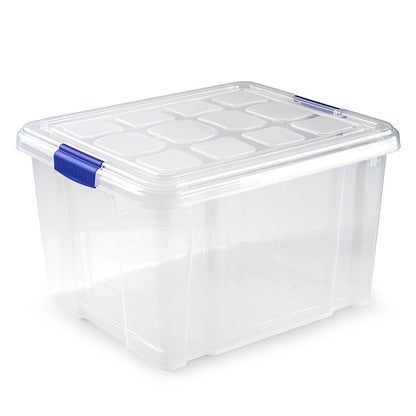 N2 Caja de plastico almacenamiento, Transparente, sin ruedas,25 Litros.