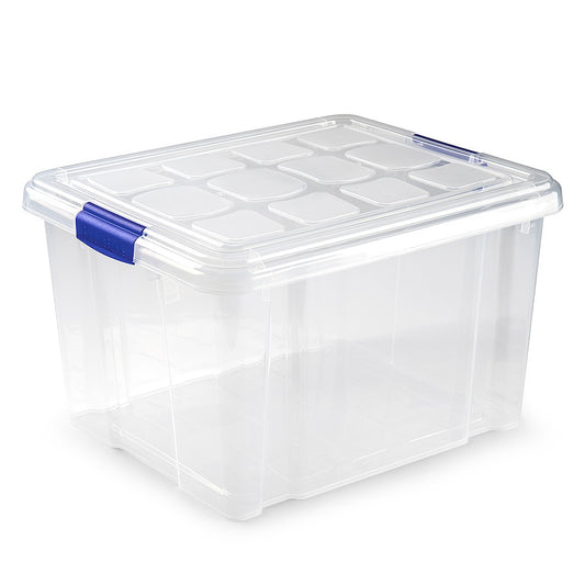 N2 Caja de plastico almacenamiento, Transparente, sin ruedas,25 Litros.